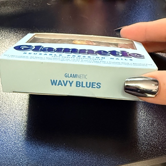 Glamnetic Reusable Press-On Nails - Blue and Tan - Picture 2 of 3